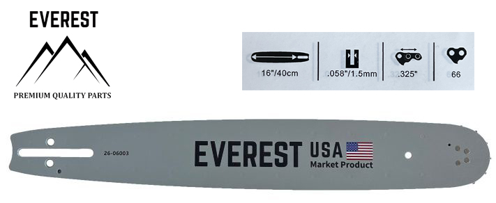 LÁNCVEZETŐ 16″.325 1,5mm 66ogn. EVEREST